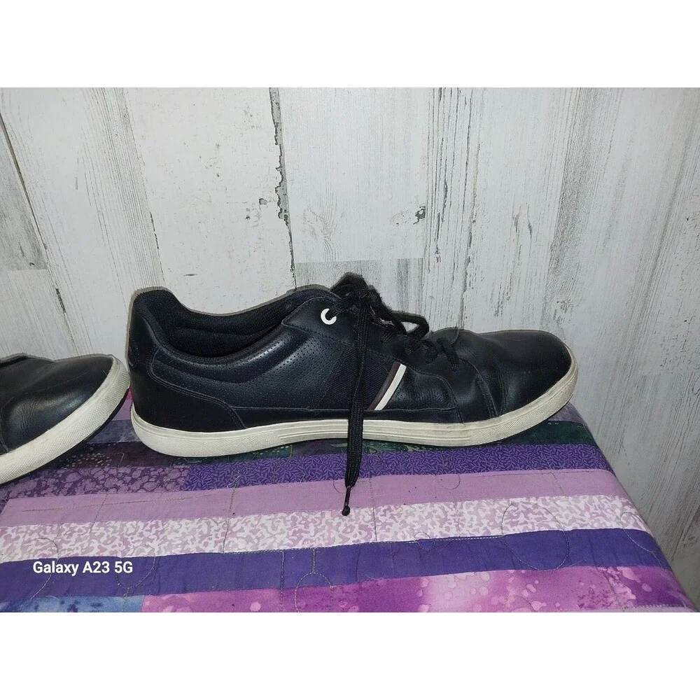 Lacoste Novas Ct Mens Sz 13 Black Leather Sneaker Shoes Low Top Lace Up